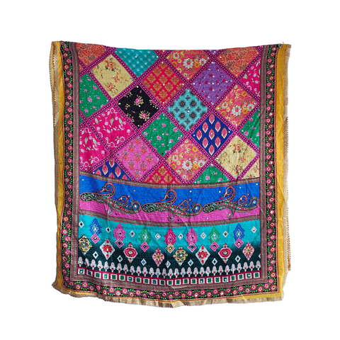 Pakistani Digital Printed Chinnon Multicoloured Dupatta With Heavy Mirror Work