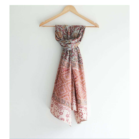 Indian Scarves Women's Kalamkari cotton stole Size  55x194 cm