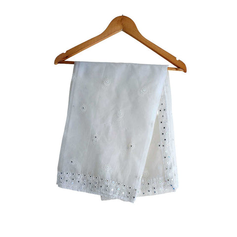 India Scarve's Net Cut Goldan Embroidered Floral Design  Dupatta