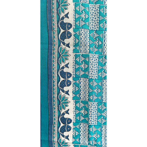 Women's Pure Kosa Silk Stole Adorned with Bastar Tribal Art Hand Paintings With Natural Color