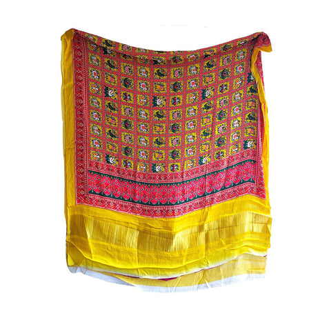Semi Gaji Silk Bandhani Dupatta(Yellow)