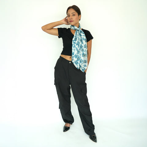 Floral Patterned Silk Square Scarf 100 X 100 Cm