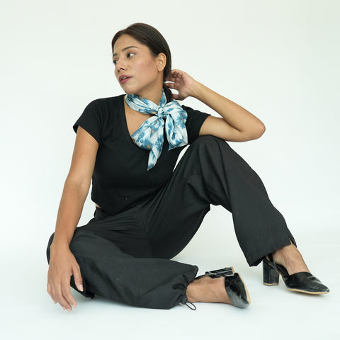 Floral Patterned Silk Square Scarf 100 X 100 Cm