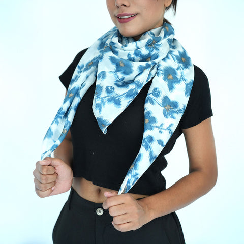 Floral Patterned Silk Square Scarf 100 X 100 Cm