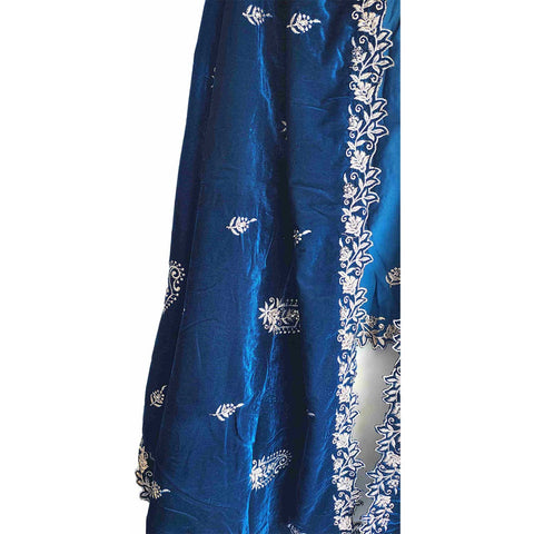 India Scarves Luxury Micro-Velvet Embroidered Dupatta for Women | Heavy Scalloped Cutwork Border with Butti Work