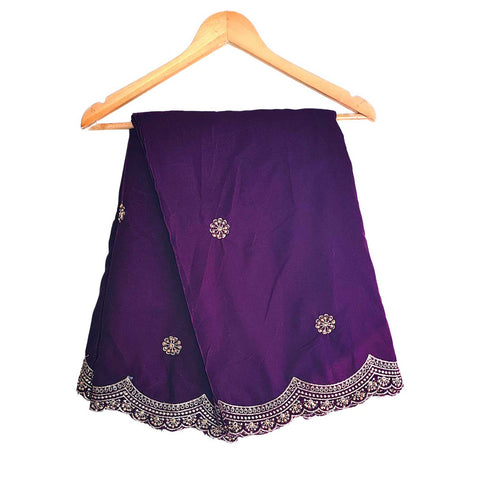 India Scarves Luxury Micro-Velvet Embroidered Dupatta for Women | Heavy Scalloped Cutwork Border with Butti Work (Copy)
