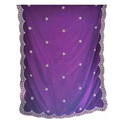 India Scarves Luxury Micro-Velvet Embroidered Dupatta for Women | Heavy Scalloped Cutwork Border with Butti Work (Copy)