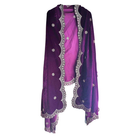 India Scarves Luxury Micro-Velvet Embroidered Dupatta for Women | Heavy Scalloped Cutwork Border with Butti Work (Copy)