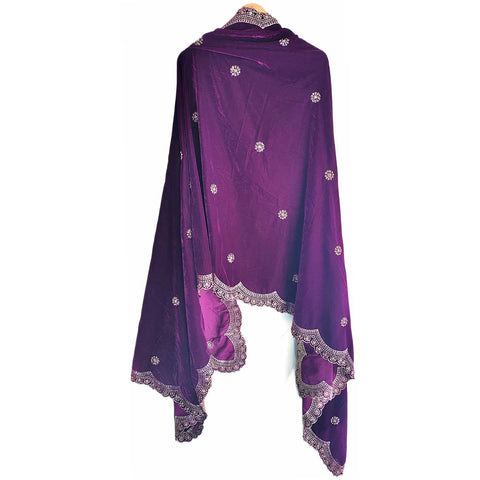 India Scarves Luxury Micro-Velvet Embroidered Dupatta for Women | Heavy Scalloped Cutwork Border with Butti Work (Copy)