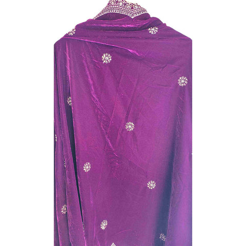India Scarves Luxury Micro-Velvet Embroidered Dupatta for Women | Heavy Scalloped Cutwork Border with Butti Work (Copy)