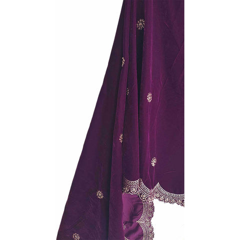 India Scarves Luxury Micro-Velvet Embroidered Dupatta for Women | Heavy Scalloped Cutwork Border with Butti Work (Copy)