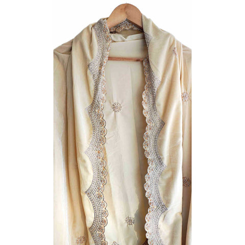 India Scarves Luxury Micro-Velvet Embroidered Dupatta for Women | Heavy Scalloped Cutwork Border with Butti Work (Copy) (Copy)