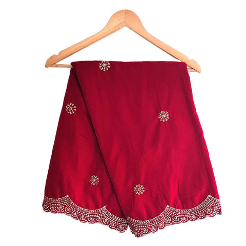 India Scarves Luxury Micro-Velvet Embroidered Dupatta for Women | Heavy Scalloped Cutwork Border with Butti Work (Copy)