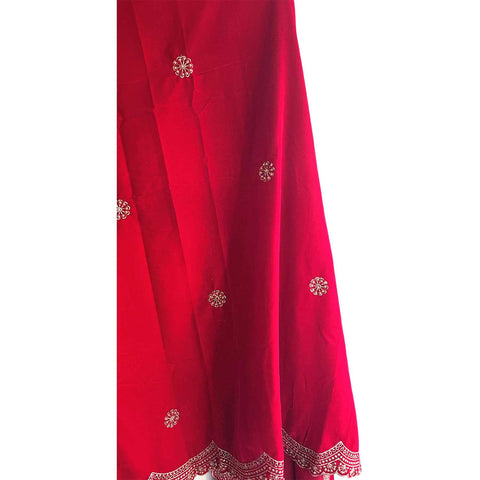 India Scarves Luxury Micro-Velvet Embroidered Dupatta for Women | Heavy Scalloped Cutwork Border with Butti Work