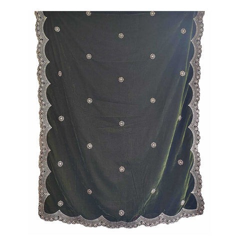 India Scarves Luxury Micro-Velvet Embroidered Dupatta for Women | Heavy Scalloped Cutwork Border with Butti Work (Copy) (Copy) (Copy)