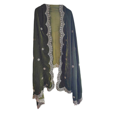 India Scarves Luxury Micro-Velvet Embroidered Dupatta for Women | Heavy Scalloped Cutwork Border with Butti Work (Copy) (Copy) (Copy)