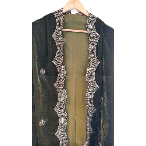 India Scarves Luxury Micro-Velvet Embroidered Dupatta for Women | Heavy Scalloped Cutwork Border with Butti Work (Copy) (Copy) (Copy)