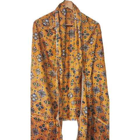 India Scarves Digital Printed Chinnon Dupatta YELLOW
