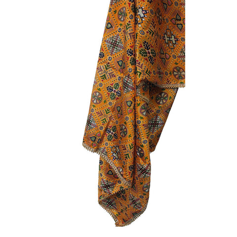 India Scarves Digital Printed Chinnon Dupatta YELLOW