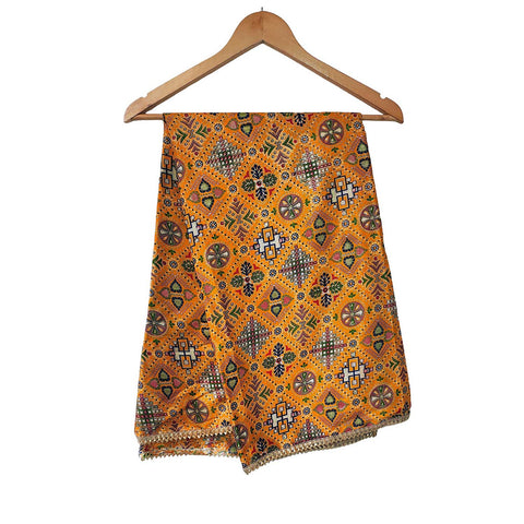 India Scarves Digital Printed Chinnon Dupatta YELLOW