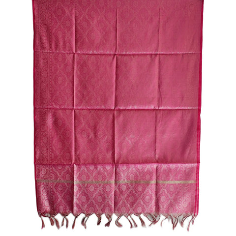 Rose Pink Banarasi Silk Dupatta draped view — 230x80cm bridal dupatta