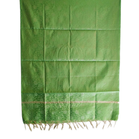 Mint Green Banarasi Silk Dupatta draped view — 230x80cm festive dupatta