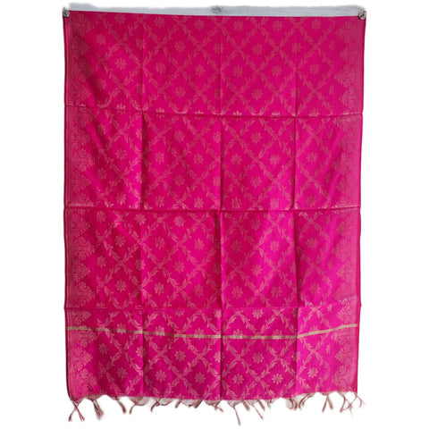Magenta Banarasi Silk Dupatta draped view — 230x80cm bridal wedding dupatta