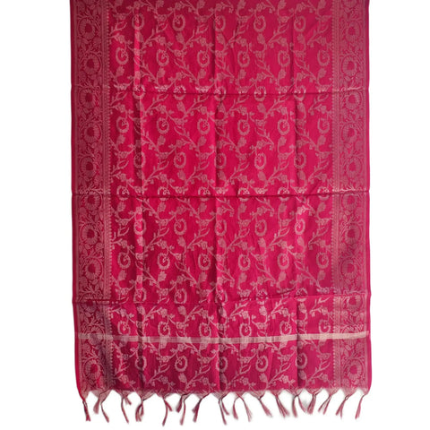 Crimson Red Banarasi Silk Dupatta draped view — 230x80cm bridal festive dupatta