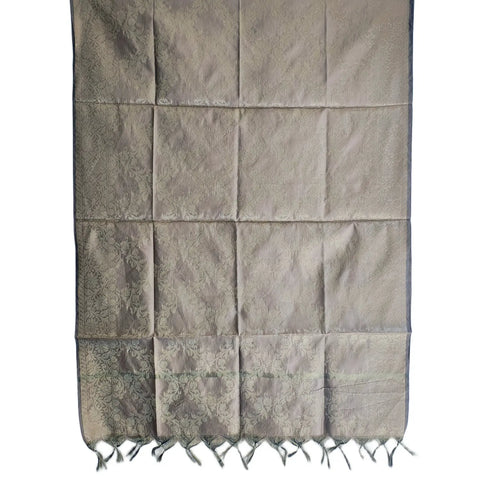 Grey Banarasi Silk Dupatta draped view — 230x80cm party wear ethnic dupatta