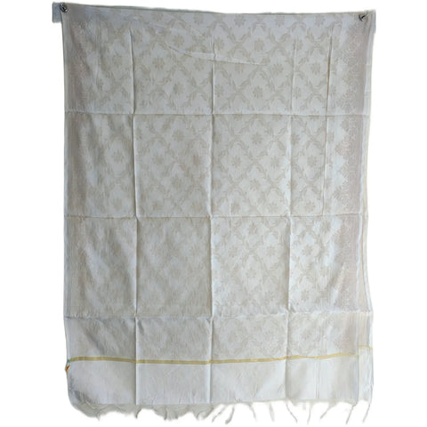 Ivory Banarasi Silk Dupatta draped view — 230x80cm bridal trousseau dupatta