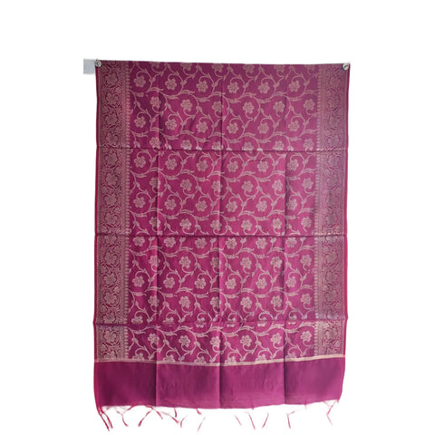 Purple Banarasi Silk Dupatta draped view — 230x80cm festive ethnic dupatta