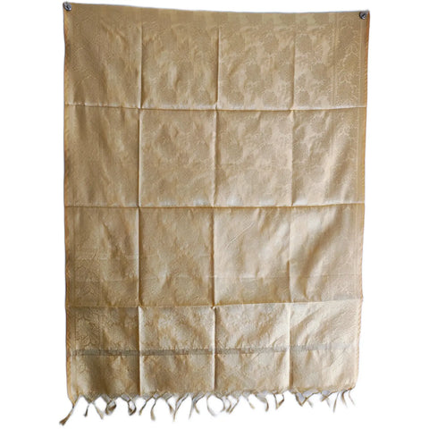 Champagne Banarasi Silk Dupatta draped view — 230x80cm bridal trousseau dupatta