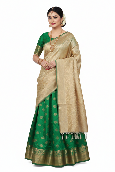 Gold Banarasi Silk Dupatta | Art Silk Jacquard Woven | Auspicious Wedding Wear