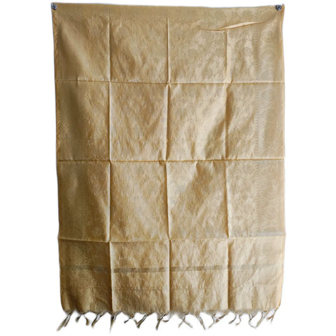 Cream Beige Banarasi Silk Dupatta draped view — 230x80cm classic ethnic occasion dupatta