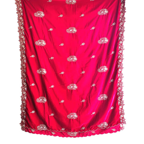 Embroidered pattern close-up on Velvet Dupatta
