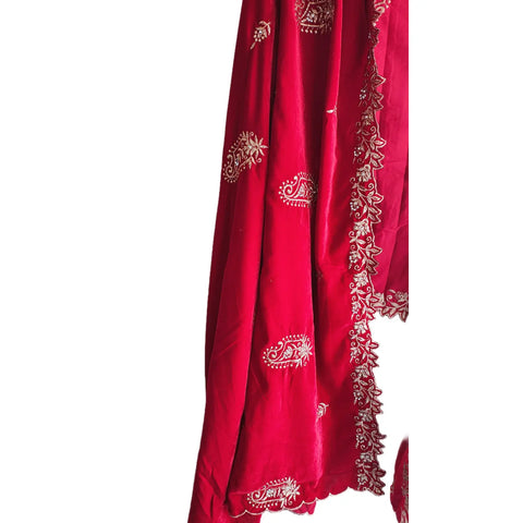 Embroidered pattern close-up on Velvet Dupatta