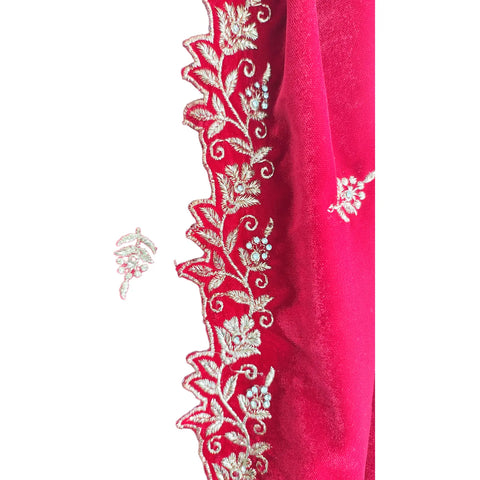 Embroidered pattern close-up on Velvet Dupatta