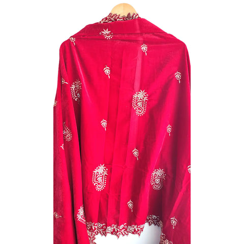 Embroidered pattern close-up on Velvet Dupatta