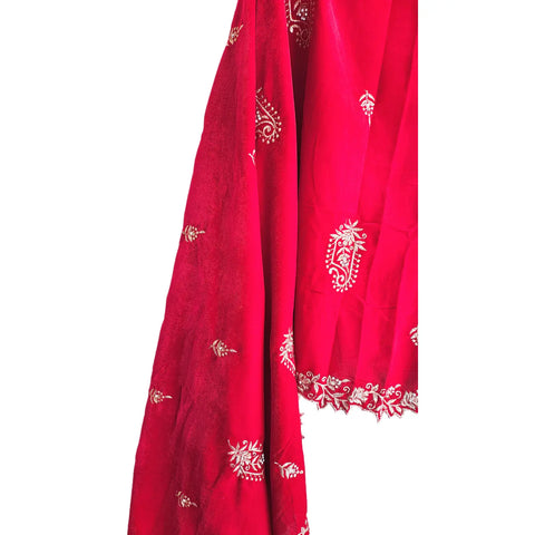 Embroidered pattern close-up on Velvet Dupatta
