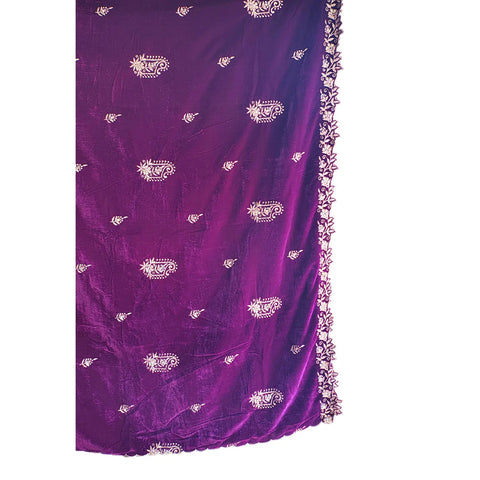 Embroidered pattern close-up on Velvet Dupatta