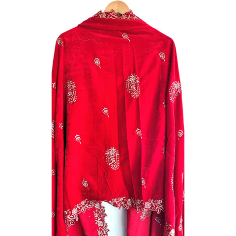 Embroidered pattern close-up on Velvet Dupatta