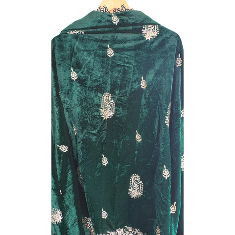 Embroidered pattern close-up on Velvet Dupatta