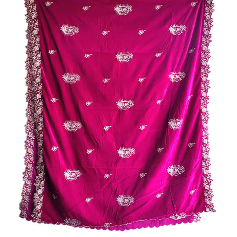 Embroidered pattern close-up on Velvet Dupatta