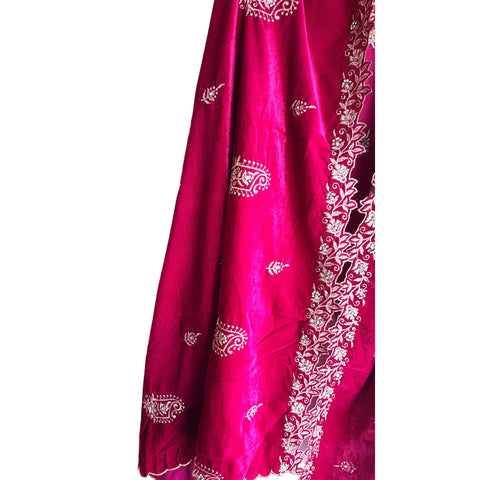 Embroidered pattern close-up on Velvet Dupatta