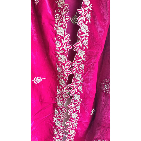 Embroidered pattern close-up on Velvet Dupatta