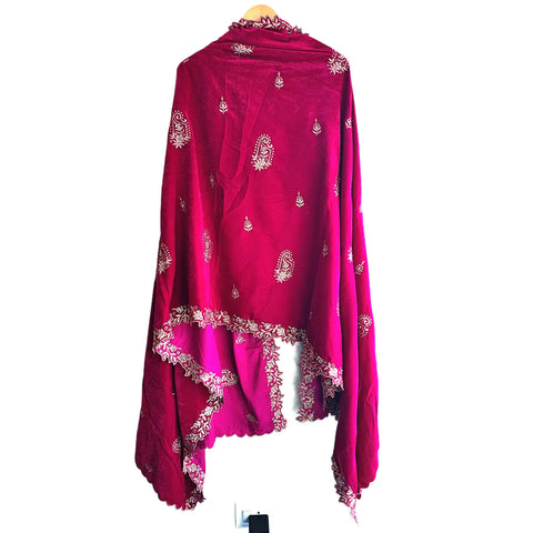 Embroidered pattern close-up on Velvet Dupatta