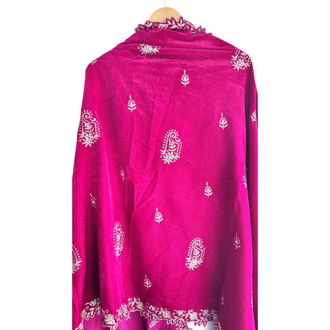 Embroidered pattern close-up on Velvet Dupatta