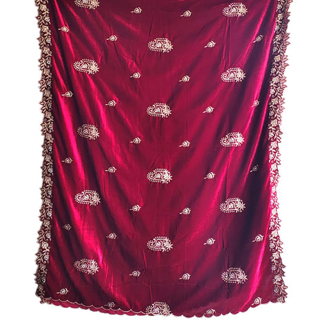 Embroidered pattern close-up on Velvet Dupatta