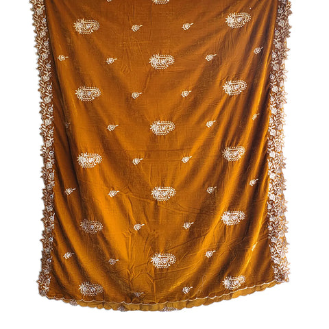 Embroidered pattern close-up on Velvet Dupatta