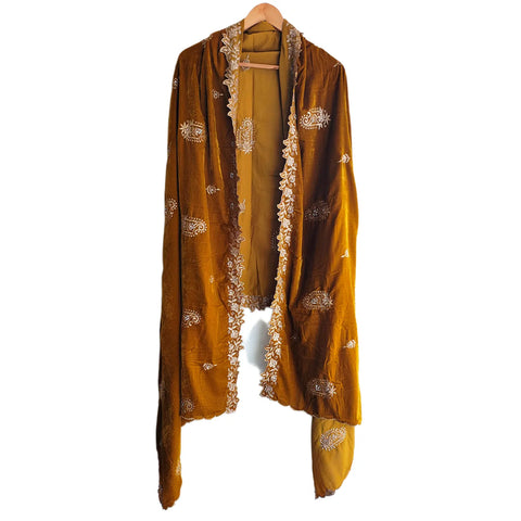 Embroidered pattern close-up on Velvet Dupatta
